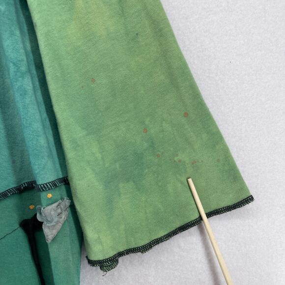 BREAD Top Womens L 3/4 Sleeve Patchwork Lagenlook Tie Dye Asymmetric Green - Picture 11 of 16